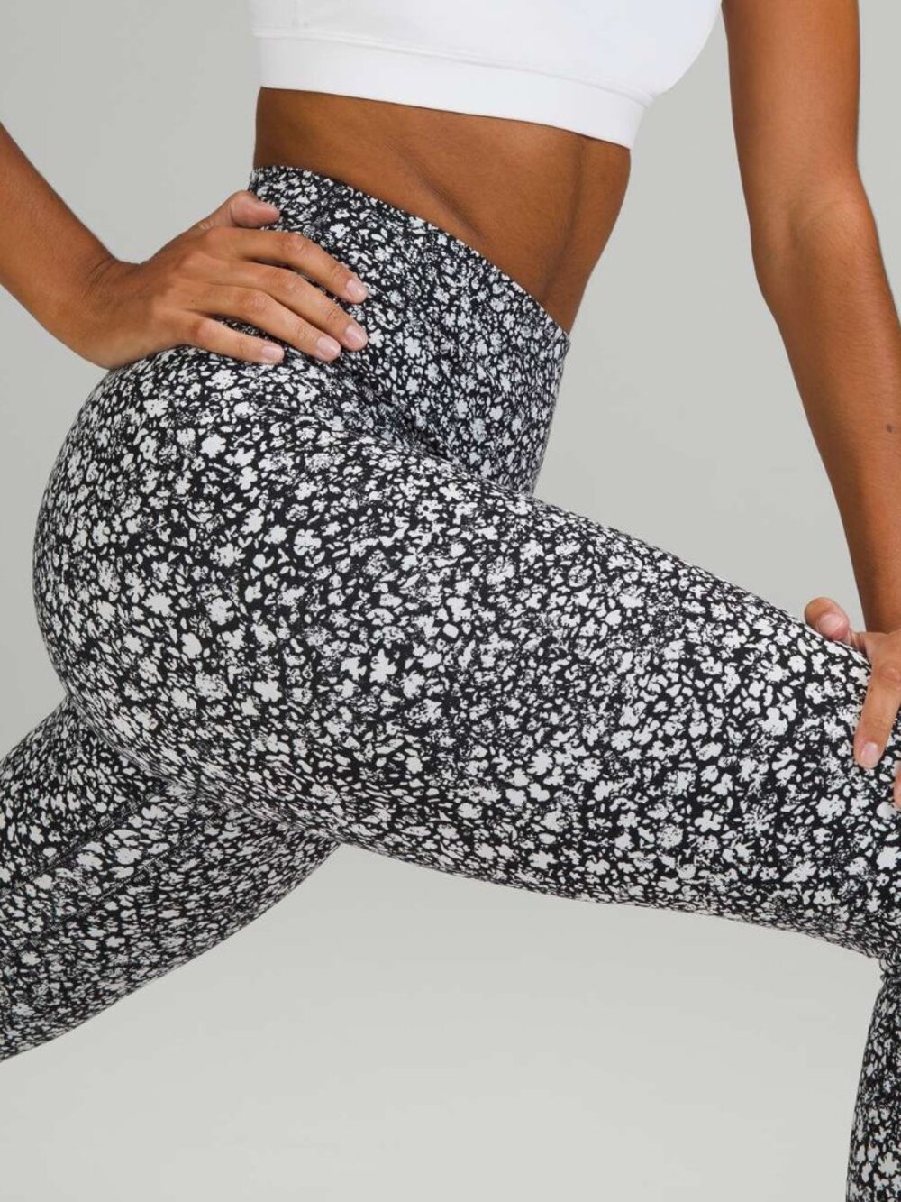 Lululemon Align High Rise Crop 23" Leggings 10 Black White Speckle